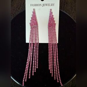 Chic Pink Crystal Drop Earrings